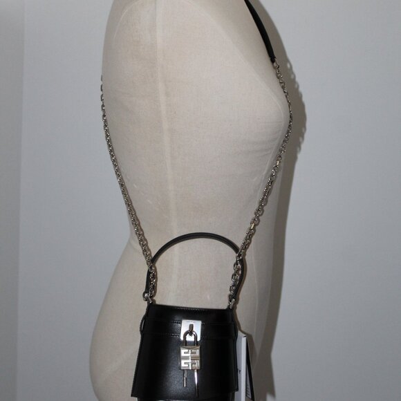 NWT Givenchy Micro Shark Lock Bucket Bag Black Leather - Picture 4 of 12